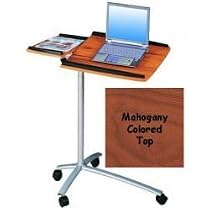 Mobile Laptop Desk (Mahogany/Silver) (30" to 47"H x 32"W x 17"D)