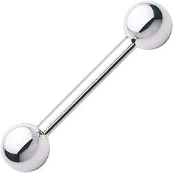 14 Gauge STEEL BARBELL Tongue Ring 1/2" 5mm