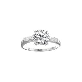 Sterling Silver 8mm Round CZ with Baguettes Ring