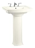 KOHLER K-2359-8-0 Archer Pedestal Lavatory with 8-Inch Centers, White