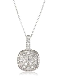 KC Designs "Twist" 14k White Gold and Diamond Cushion Shape with Braided Detail Pendant Necklace Chain, 16"