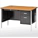 Sandusky 600 Series Steel Single Pedestal Teachers Desk with Medium Oak Top, 48" Width x 29-1/2" Height x 30" Depth, Black Base