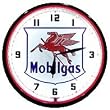 Mobile Gas Gasoline Neon Wall Clock 20" Spun Aluminum Powder Coated Finish Warranty Made In USA