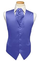 Tuxedo Vest - Solid Satin with Matching Pin Ascot, Cornflower