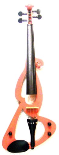 Full Size 4/4 Electric Violin with Headphones, Case, Accessories - Pink (Includes eLessons, Complimentary Mini Guitar & Pick)