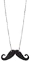 16" Black Resin Handlebar Mustache Pendant Necklace