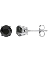 6 CT Black Diamond Stud Earrings 14K Gold