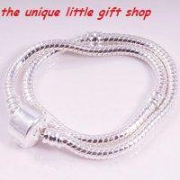 `PANDORA STYLE` BRACELET 22cms, 20cm, or 18cms Silver , 925 STAMP in clasp Chain & silver Box -comes with a beautiful glass murano bead in an organza bag-Make a LOVELY CHRISTMAS GIFT or STOCKING FILLER- please message me you size choice