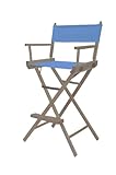 Telescope Casual Heritage Bar Height Director Chair, Rustic Grey Finish with Periwinkle Canvas Fabric