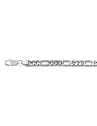 Sterling Silver Rhodium Plated Figaro Chain (3.7mm)