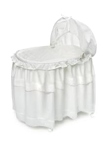 Badger Basket Floor Length Skirt Portable Bassinet N Cradle with Toybox Base, White