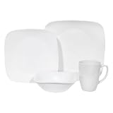 Corelle Square 16-Piece Dinnerware Set, Service for 4, Pure White