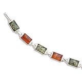 8 Rectangle Cognac/Green Amber Bracelet