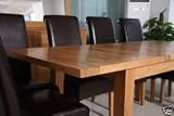 SOLID OAK EXTENDING DINING TABLE WITH 6 LEATHER CHAIRS