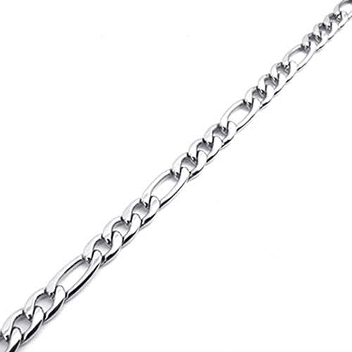 Jonline24h Mens Stainless Steel Medium Figaro Chain Necklace 16-26" inch, Silver, 5mm(22)