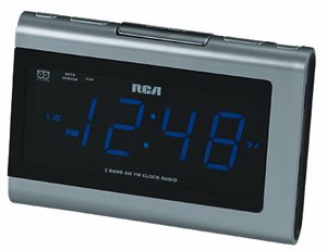 RCA RP5430 AM/FM Clock Radio with 1.4-Inch Display and Auto Time Set