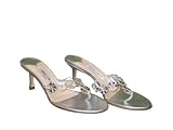 Jimmy Choo - Jimmy Choo Nice Shoes Silver Leather Heels Thongs Sandals- OnlyModa