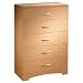Natural Maple and Chrome 5-Drawer Chest