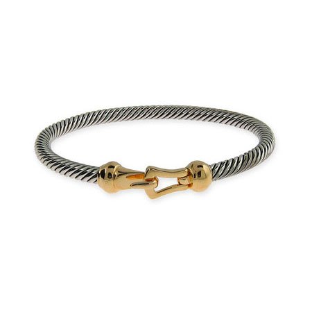 Eve's Addiction Designer Inspired Sterling Silver Cable Bangle