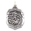 Saint Michael - Large Sterling Silver St. Michael Protect Us Badge Medal Pendant