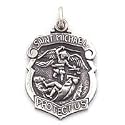 Saint Michael. Protect Us Badge Pendant Large Sterling Silver