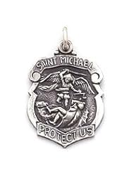 St. Michael Sterling Silver Medal Pendant 18"steel Necklace Chain