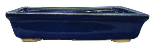 Large rectangle bonsai planter / pot - chinese ceramic, cobalt blue glazed