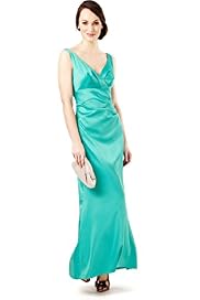 Crossover V-Neck Pleated Maxi Dress