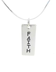 Sterling Silver Faith Rectangular Faith Pendant with Snake Chain