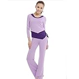 Great Value Yoga Clothing Yoga Clothing Suit (Light Purple Long Sleeve + Deep Purple Vest + Light Purple Pants) XL