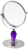 AQ JL-0268-MIR Laura Chrome and Violet Acrylic Adjustable 4x Mag Midi Vanity Mirror, Purple, 5-Inchx4.25-Inchx8-Inch
