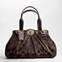 Coach Dark Brown Signature Sateen Garnet Satchel Handbag 13906