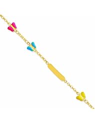 14K 6 inch Polished Enameled Puffed Butterflies Baby/Child ID Bracelet