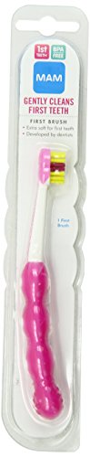 MAM First Tooth Brush, Pink, 6 Plus Months