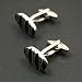 FashionOn Designer Formal Contemporary Silver Black Oval Cufflinks with Gift Box