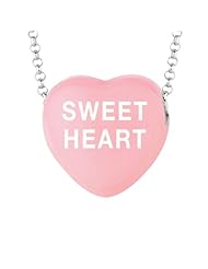 Sterling Silver 17mm Lt Pink enamel Sweethearts SWEETHEART Heart Pendant