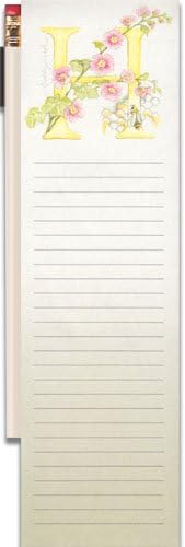 Floral Initial H Magnetic Pencil Pad w/Bow