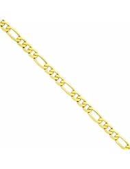 Genuine 14K Yellow Gold 8.75mm Flat Figaro Chain 24 Inches 100% Satisfaction Guaranteed.