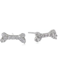 Sterling Silver Cubic-Zirconia Dog Bone Post Earrings