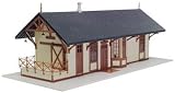 HO 1872 Maywood Train Station Kit ( Tan w / Brown Trim ) Atlas Trains - B000GR1S9Y