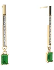 Genuine Emerald 14kt Yellow Gold Dangle Drop Earrings