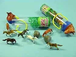 HORSE PLAY STALLION HERD RANCH TRAIL WILD MUSTANG ACTION SET! Comes in a Horse Head Top Collection Storage Tube, Rocks, and Tree Shrub Decor