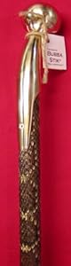 Rattlesnake Walking Cane Bubba Stik - Covered in Diamondback Rattlesnake Skin from Texas. Cane top is authentic Hame used on draught horse harnesses like the Budweiser team. This walking cane is limited due to rattlesnake season
