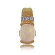 White Opal Pink Tourmaline & Diamond Pendant in Solid Gold