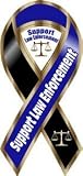 Support Law Enforcement Blue / Black Ribbon Magnet