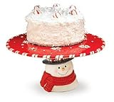Peppermint Snowman Pedestal Cake Plate/Stand For Christmas Holiday Decor