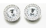 Chrome Titanium Cubic Zirconia Screw On Plugs (2G) - Fashion Large White Gem Plug Earring 6mm (1 Pair)