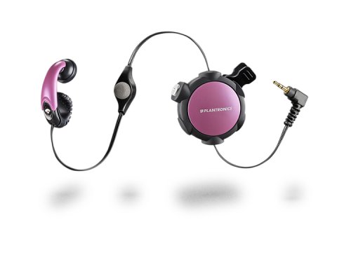 Plantronics MX300 Retractable Mobile Headset for Most Phones with Standard 2.5mm Headset Jack - Audiovox, Blackberry, Kyocera, LG, Samsung, Sanyo, Tr?o - Pink/Black