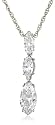 Platinum Overlay Sterling Silver Cubic Zirconia Marquise-Shaped Pendant