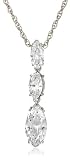  : Platinum Overlay Sterling Silver Cubic Zirconia Marquise-Shaped Pendant
